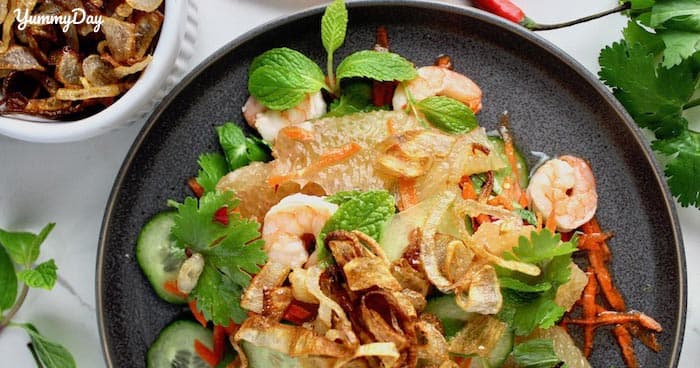 Cách làm gỏi bưởi tôm thịt chua ngọt ngon lạ miệng
