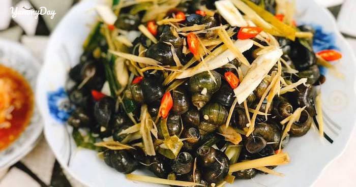 Khó cưỡng với mùi thơm của món ốc gạo xào sả ớt