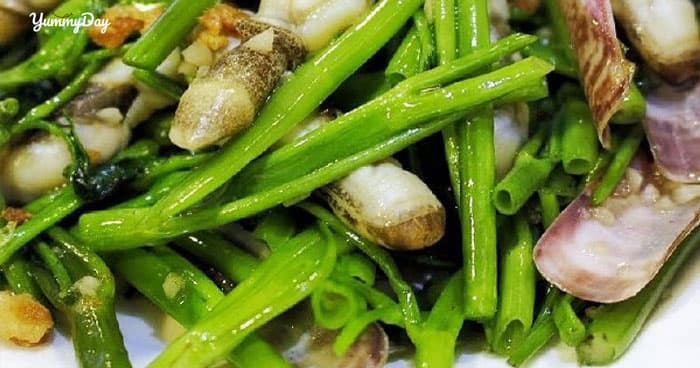 Ốc móng tay xào rau muống thử một lần thôi đã thấy cuốn