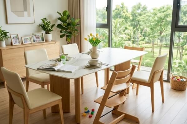 Bàn ghế ăn cần phù hợp với thói quen sinh hoạt của gia đình