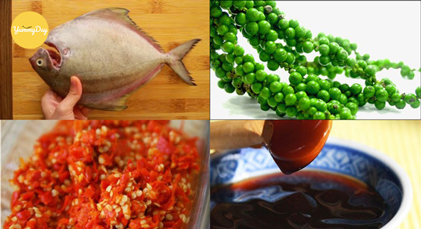 Nguyên liệu cho món cá nướng tiêu xanh