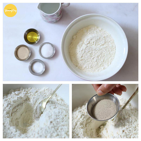 Tiến hành trộn bột để tạo thành vỏ bánh.