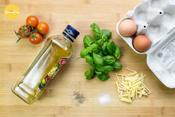 Nguyên liệu cho món cà chua xào trứng