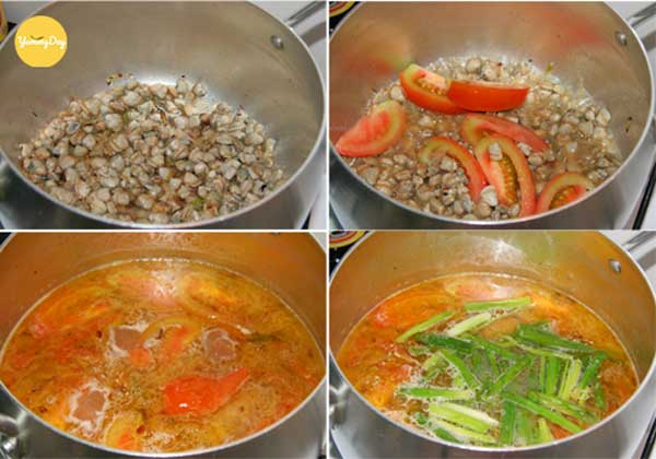 Các bước thực hiện món canh hến nấu chua
